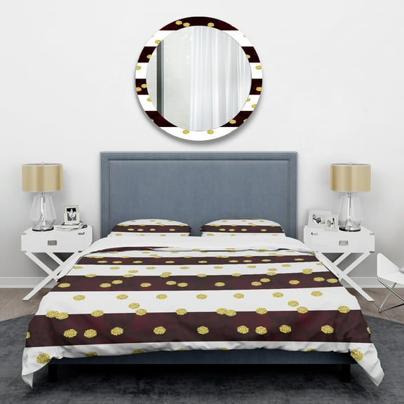 Designart 'Gold Polka Dot Pattern I' Mid-Century Modern Duvet Cover Set