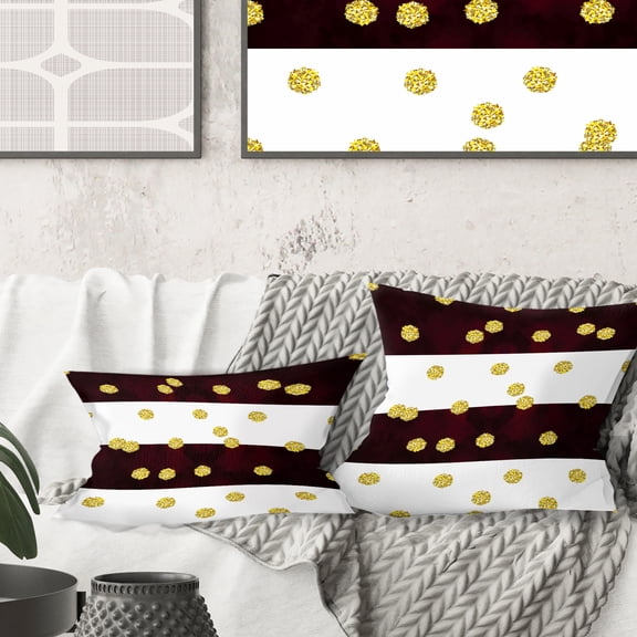 Designart Gold Polka Dot Pattern I' Mid-Century Modern Throw Pillow - 16x16