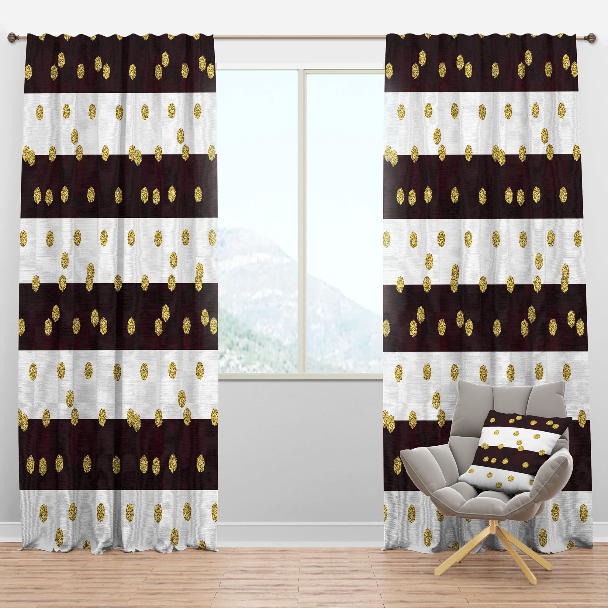 Designart 'Gold Polka Dot Retro Pattern I' Mid-Century Modern Blackout Curtain Panel