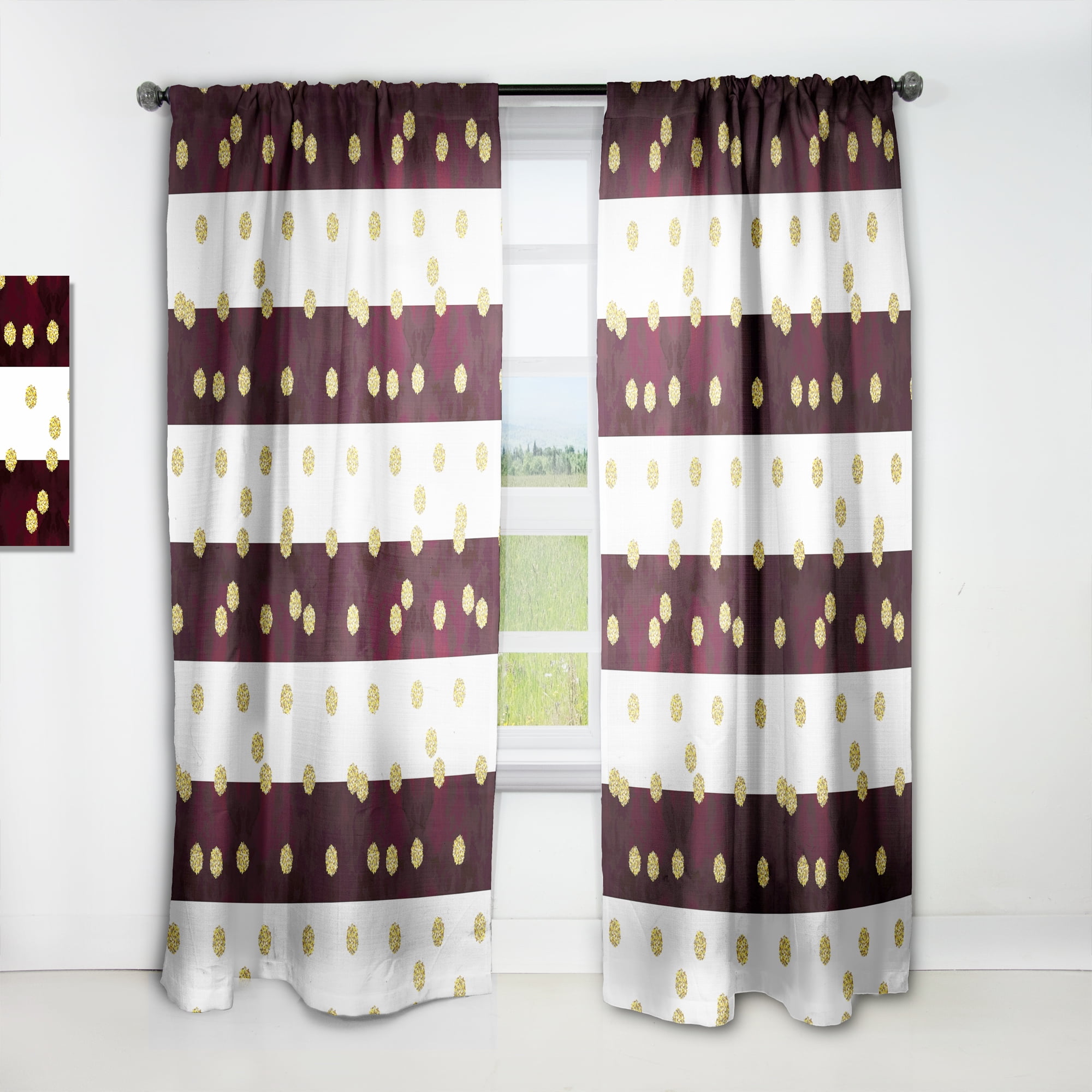 Designart 'Gold Polka Dot Retro Pattern I' Mid-Century Modern Curtain Panel