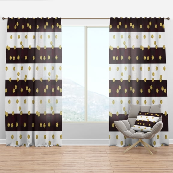 Designart 'Gold Polka Dot Retro Pattern I' Mid-Century Modern Curtain Panel