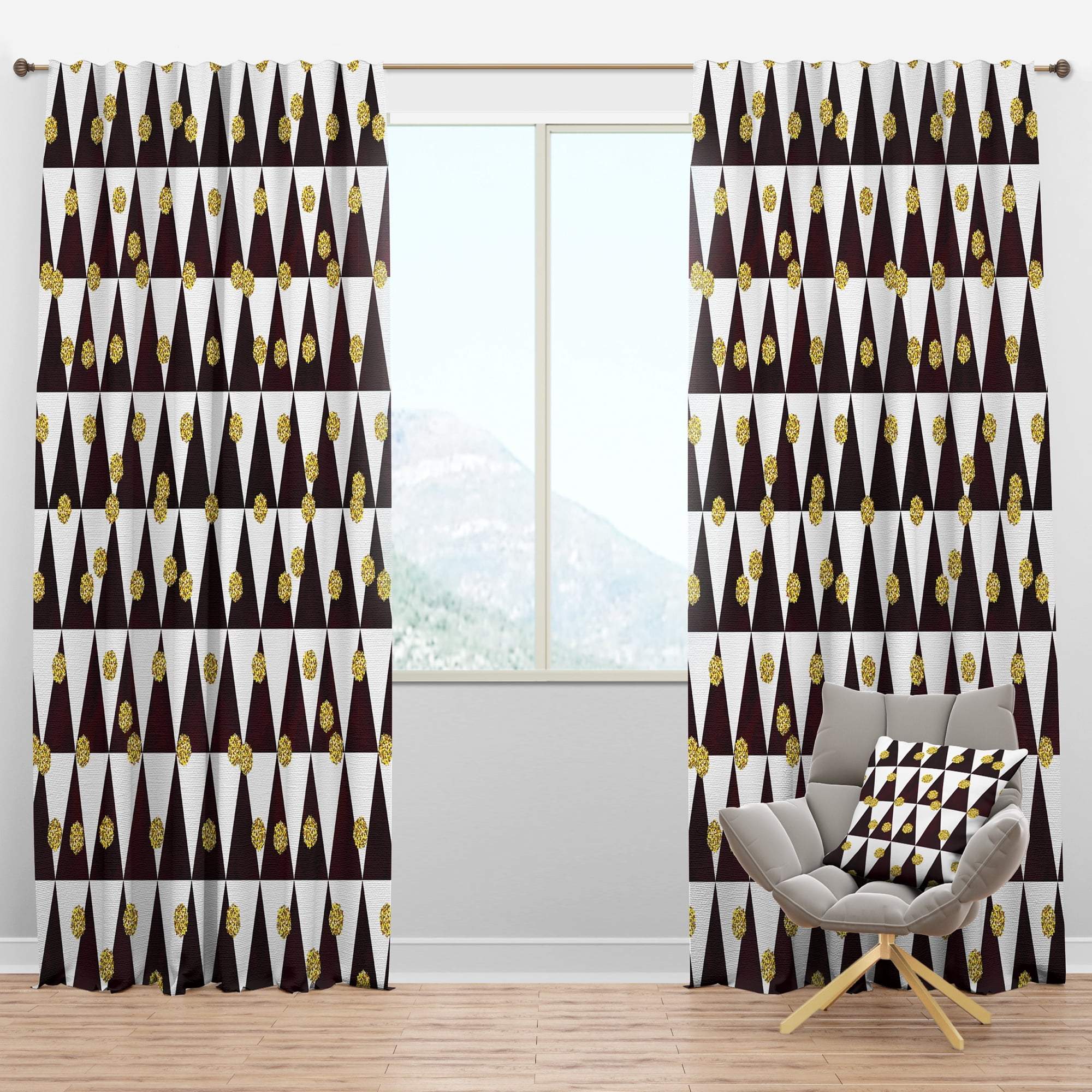 Designart 'Gold Polka Dot Retro Pattern II' Mid-Century Modern Blackout Curtain Panel