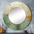 thumbnail image 1 of Designart "Gold Pottery In Green Minimalism" Abstract Spirals Rund Mirror For Wall Decor - Large Green Round Print Mirror - Round Modern Mirror - Wall Mounted Round Large Mirror - 23" x 23", 1 of 6