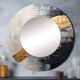 thumbnail image 1 of Designart "Gold Pottery In Gray Minimalism" Abstract Spirals Grey Large Round Mirror - Round Office Mirror Wall Decor - Modern Round Printed Mirror - 23" x 23", 1 of 6