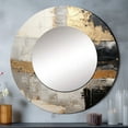 thumbnail image 1 of Designart "Gold Pottery In Gray Minimalism" Abstract Spirals Rund Mirror For Wall Decor - Large Grey Round Printed Mirror -Modern Round Living Room Mirror - 23" x 23", 1 of 6