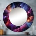 thumbnail image 1 of Designart "Gold Purple Fractal Interstellar Dreams" Fractals Gold Large Round Mirror - Round Mirror Wall Décor - Industrial Round Printed Mirror 23" x 23" Inch, 1 of 5