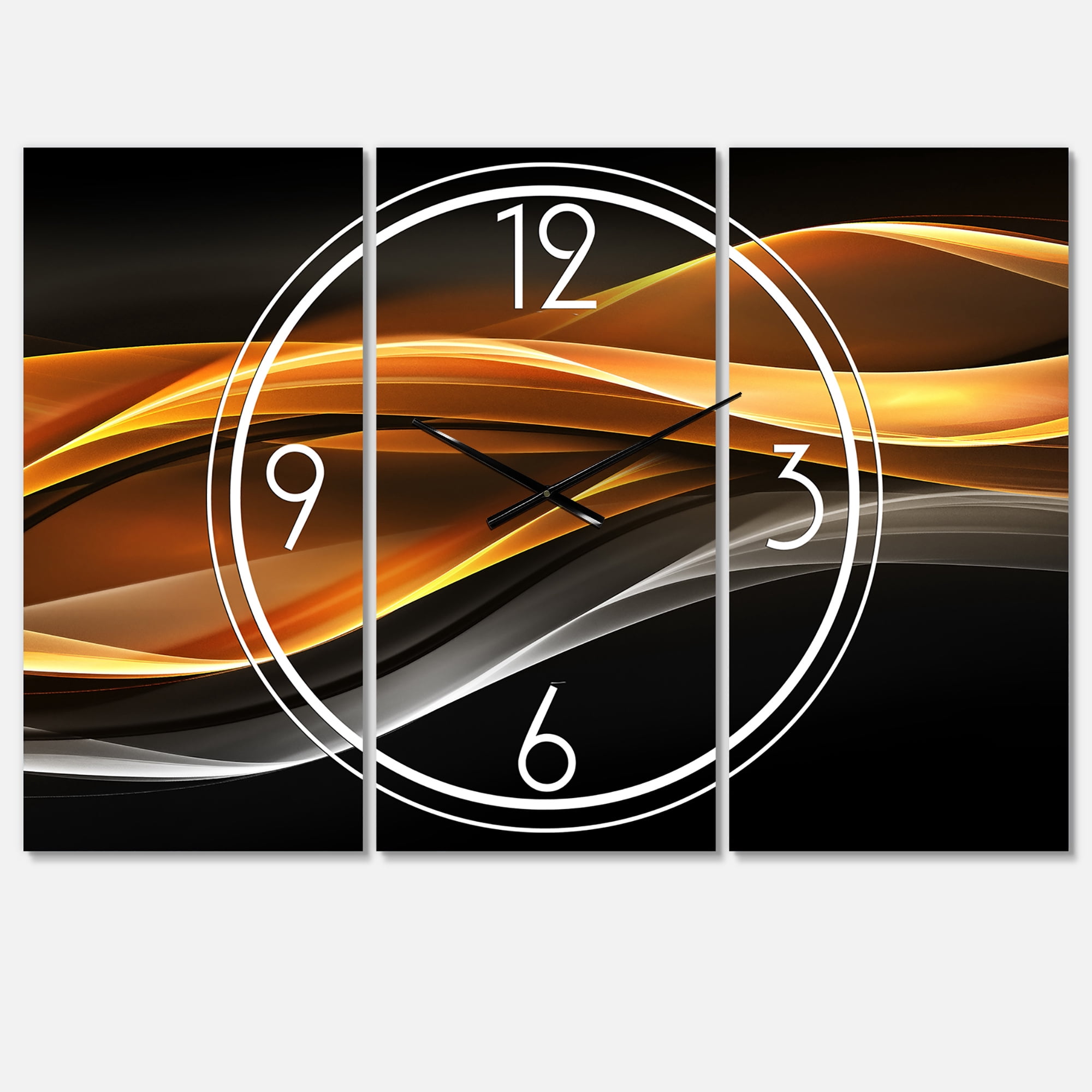 Designart 'Gold Silver Inward Lines' Modern Wall Clock