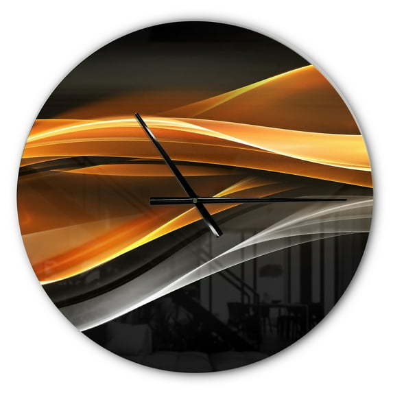 Designart 'Gold Silver Inward Lines ' Modern wall clock