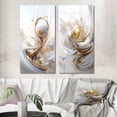 thumbnail image 1 of Designart "Gold Sphere on White Fractal Delight III" Fractals Wall Art Set Of 2 - Transitional Gold Gallery Set For Office Decor, 1 of 1