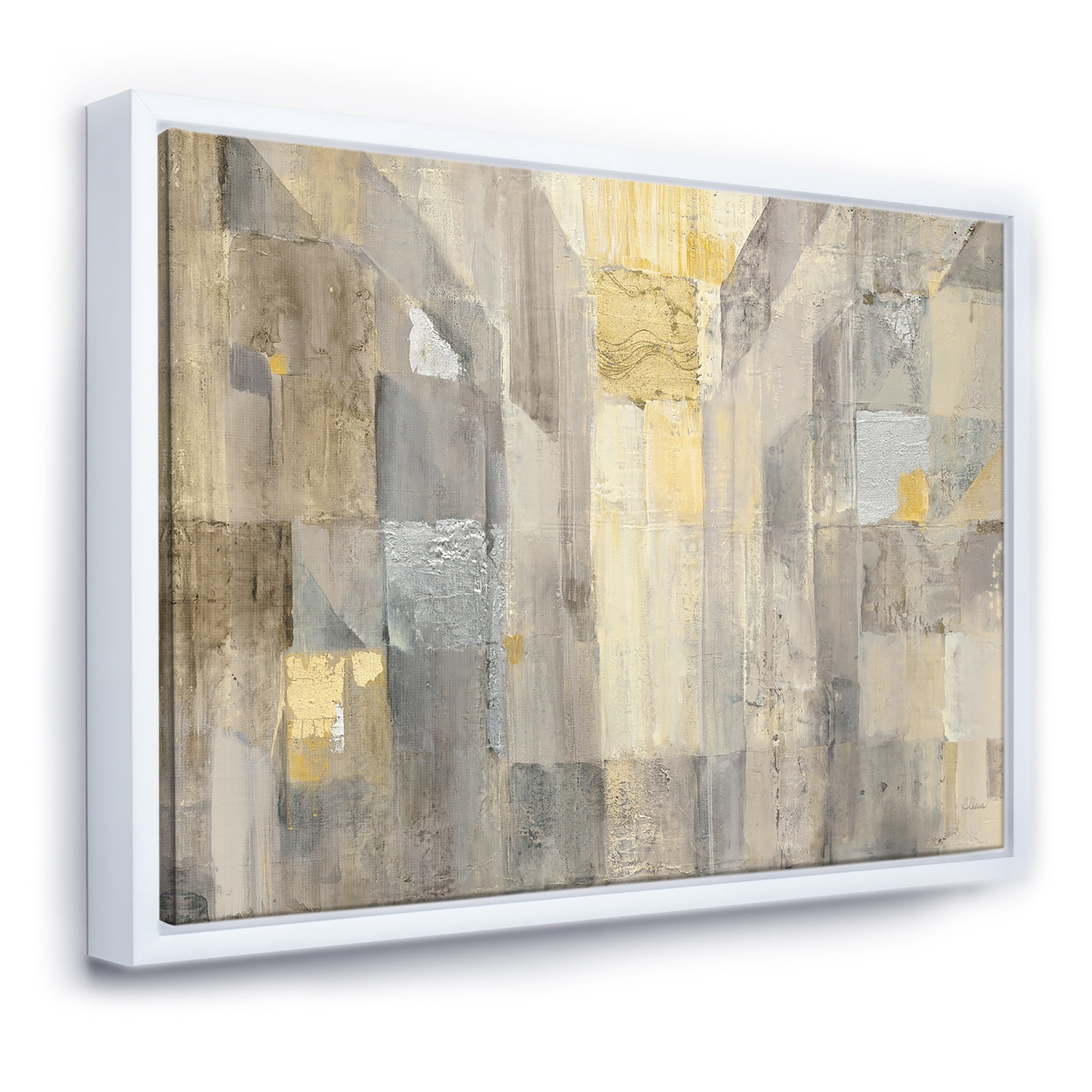 Designart ' Gold Square Watercolor ' Glam Framed Canvas
