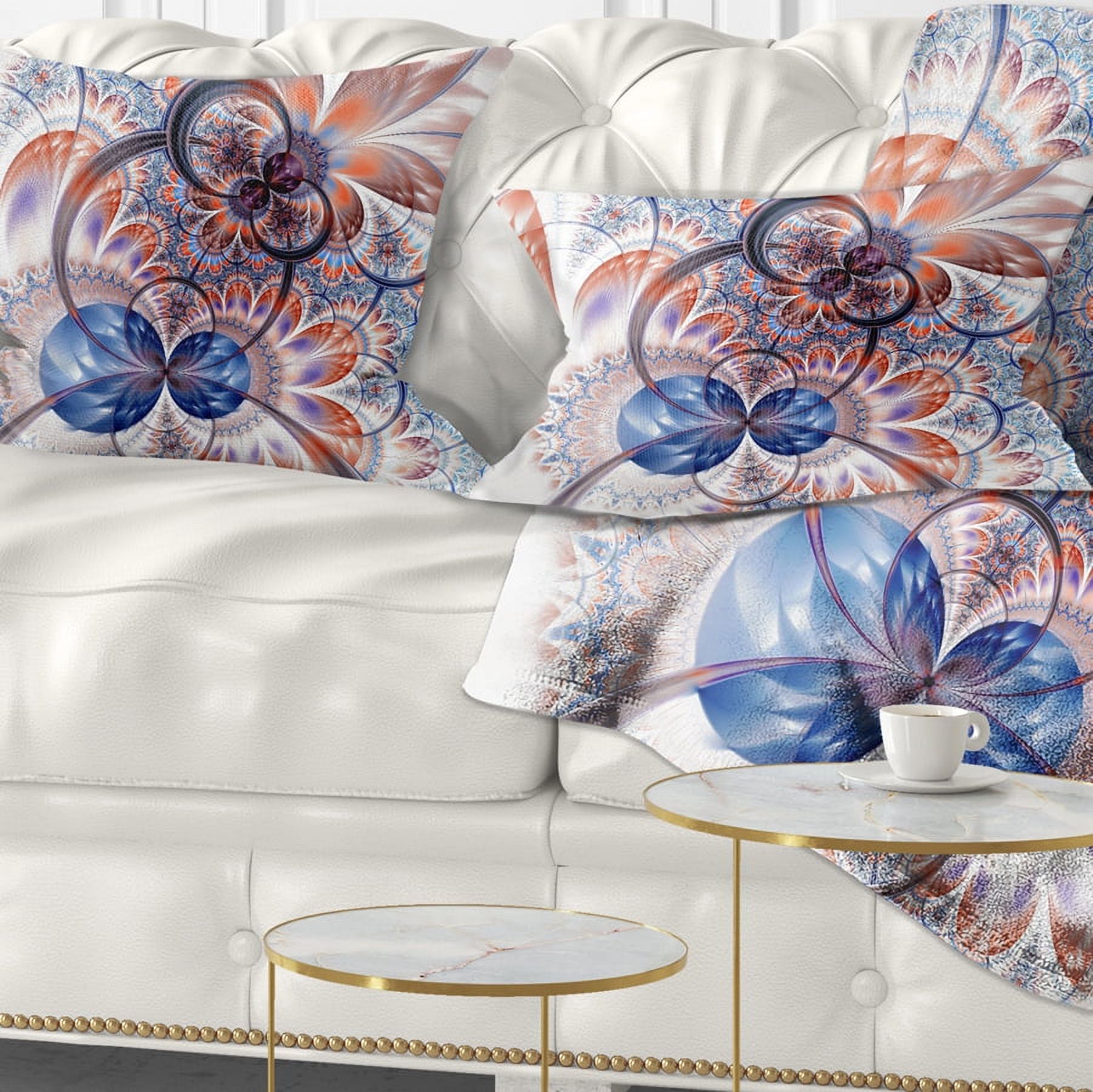 Designart Gold Symmetrical Fractal Flower - Abstract Throw Pillow - 12x20