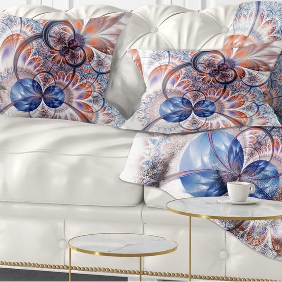 Designart Gold Symmetrical Fractal Flower - Abstract Throw Pillow - 12x20