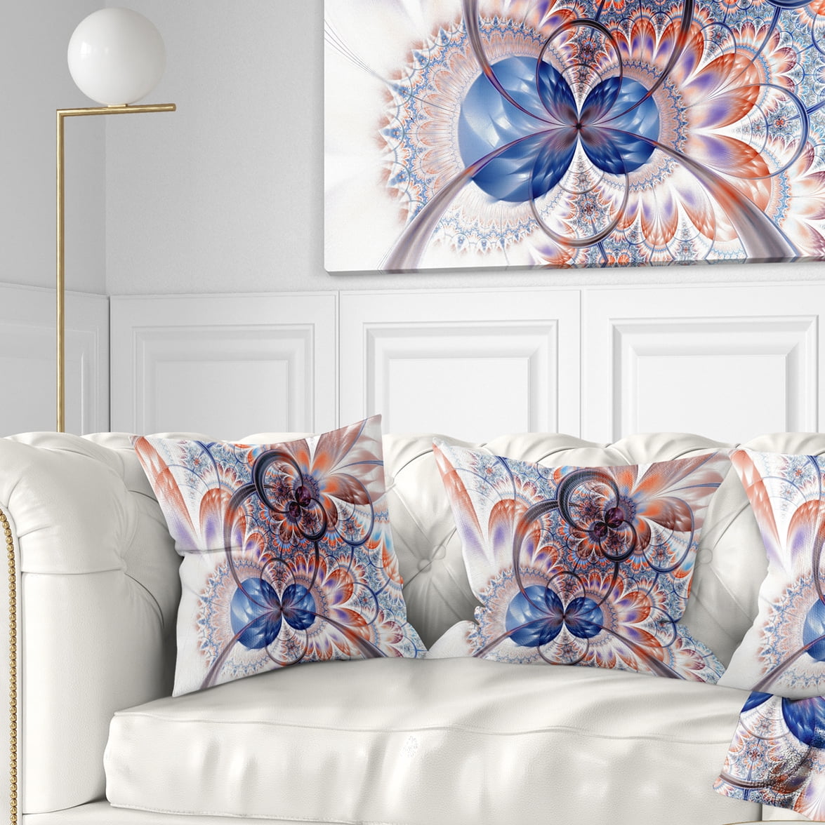 Designart Gold Symmetrical Fractal Flower - Abstract Throw Pillow - 18x18