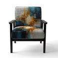 thumbnail image 1 of Designart "Gold Teal Abstract Fractal composition Reflections II" Gold Modern Upholstered Accent Chair - Modern Arm Chair For Bedroom, 1 of 2