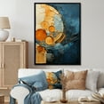 thumbnail image 1 of Designart "Gold Teal Abstract VORTEXs I" Abstract Floater Framed Canvas Print, 1 of 7