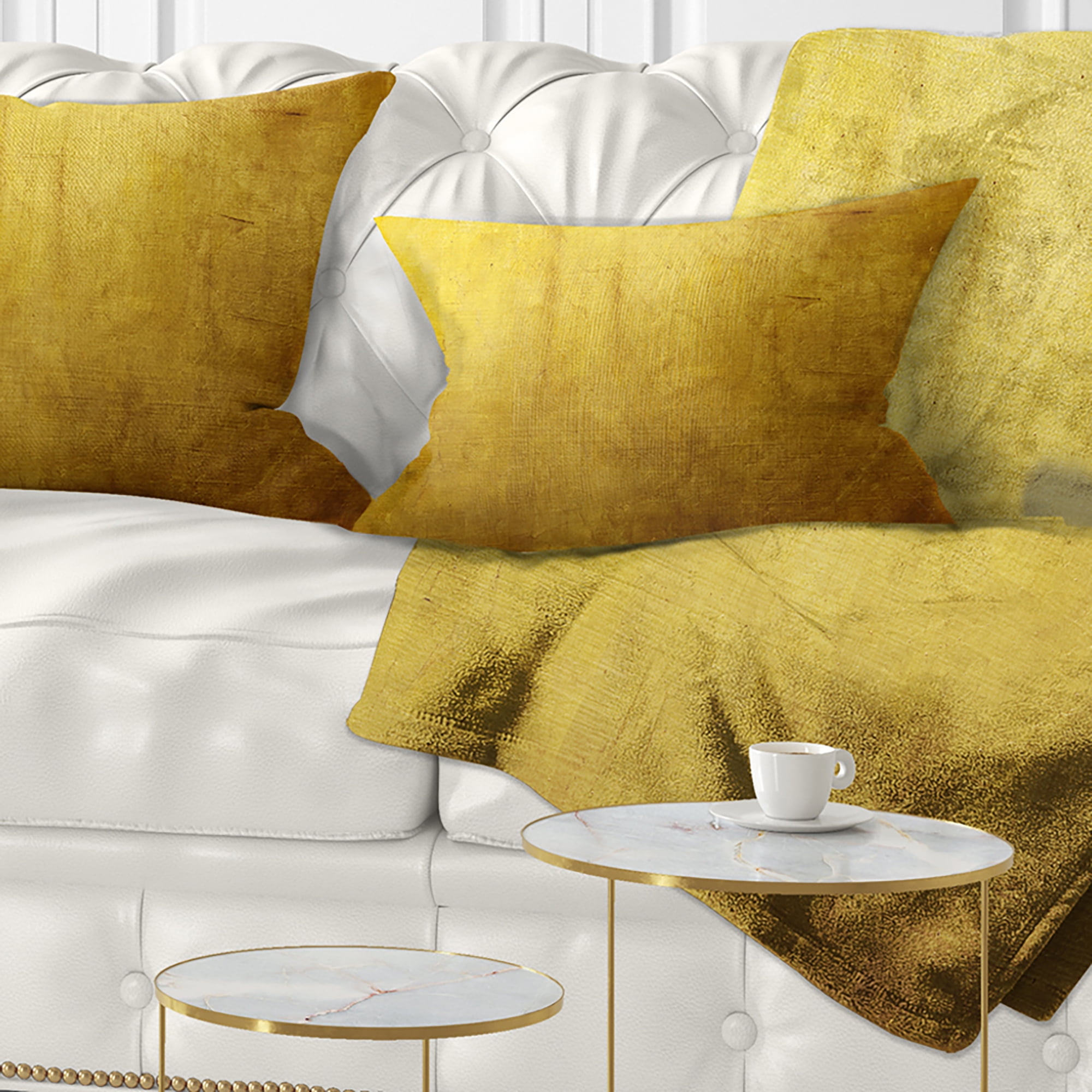 Designart Gold Texture - Abstract Throw Pillow - 12x20