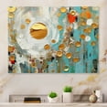 thumbnail image 1 of Designart "Gold Turquoise Geometric Reflections I" Abstract Shapes Metal Wall Art Prints, 1 of 1