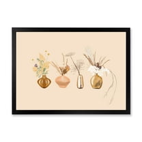 Designart 'Gold Vases With Bouquets Of Wildflowers II' Traditional Framed Art Print