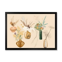 Designart 'Gold Vases With Bouquets Of Wildflowers III' Traditional Framed Art Print