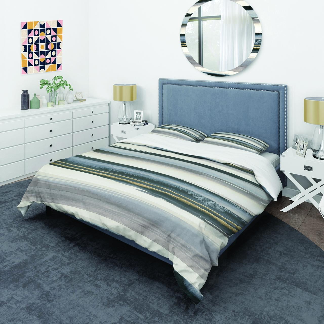 Designart 'Gold Watercolor Amethyst I' Glam Duvet Cover Set