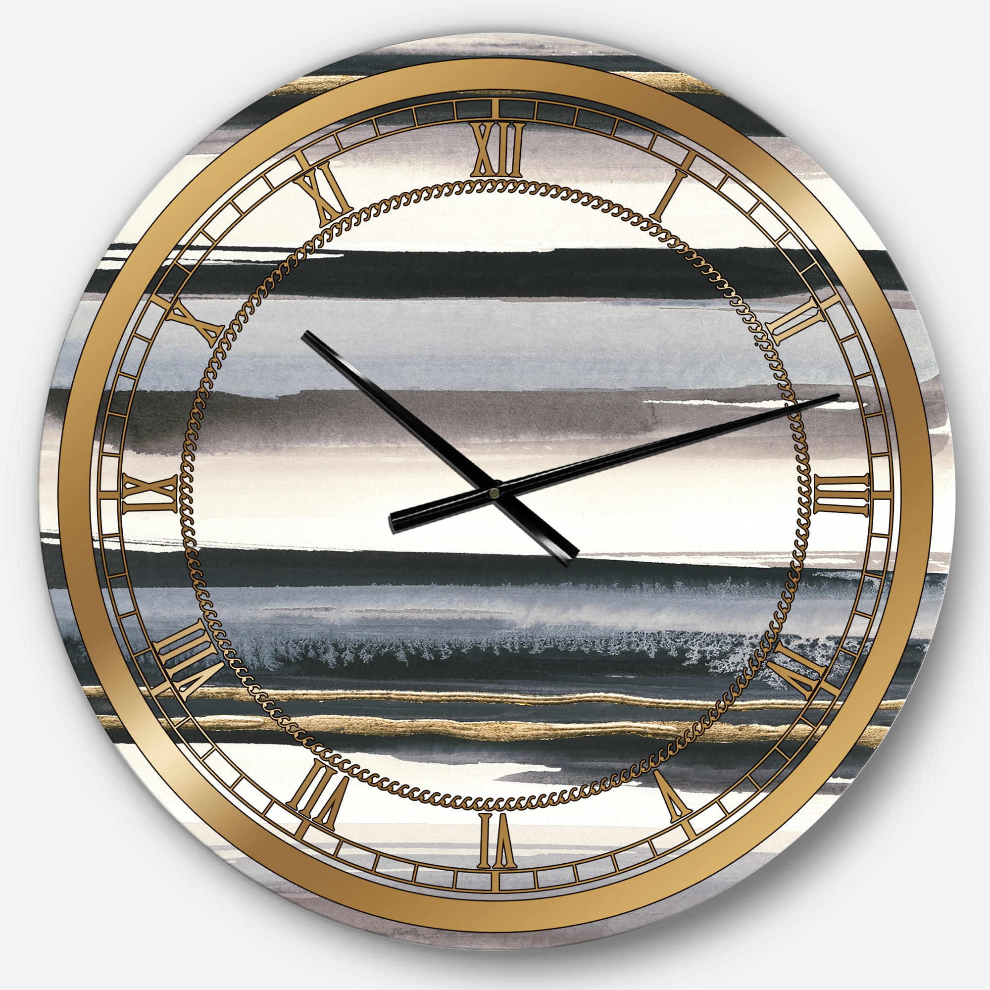 Designart 'Gold Watercolor Amethyst I' Glam wall clock