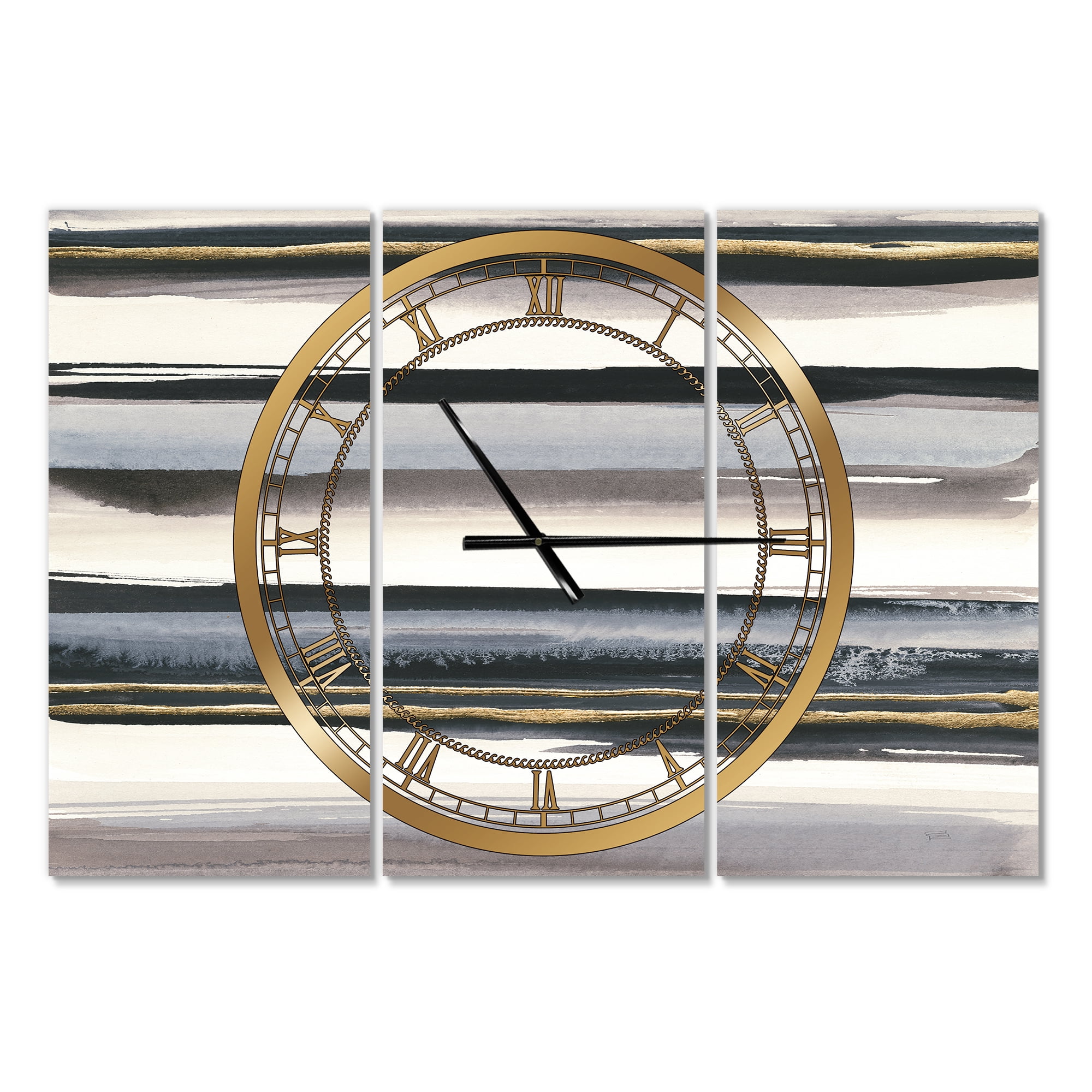 Designart 'Gold Watercolor Amethyst I' Modern wall clock