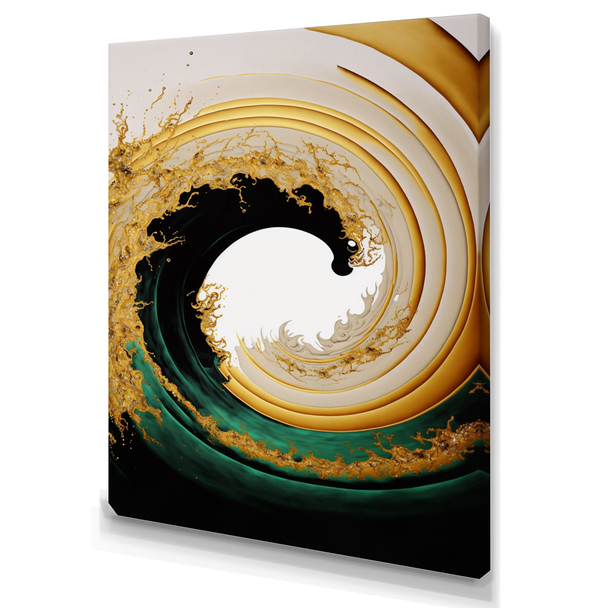 Designart Gold Watercolor Liquid Art Canvas Wall Art