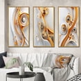thumbnail image 1 of Designart "Gold White Silver Liquid Sublime Minimalism II" Abstract Shapes Framed Wall Art Set Of 3 - Gold Transitional Frame Canvas Set For Living Room Decor, 1 of 6