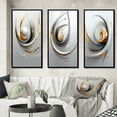 thumbnail image 1 of Designart "Gold White Silver Liquid Sublime Minimalism III" Abstract Shapes Framed Wall Art Set Of 3 - Gold Transitional Frame Gallery Set For Office Decor, 1 of 6