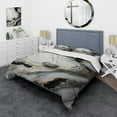 thumbnail image 1 of Designart "Gold and Alabaster Geode Marble III" Abstract Marble Bedding Covert Set - Modern White Abstract Bed Set With 2 Shams, 1 of 6