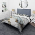 thumbnail image 1 of Designart "Gold and Alabaster Geode Marble V" Abstract Marble Bedding Covert Set - Modern White Abstract Bed Set With 2 Shams, 1 of 6
