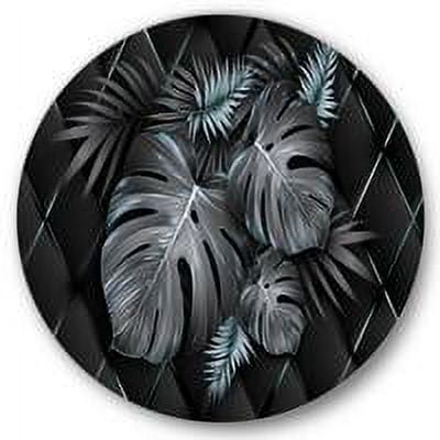 Designart 'Gold and Black Tropical Leaves I' Modern Circle Metal Wall Art 11x11 - Disc of 11
