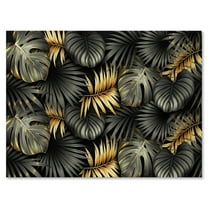Designart ' Gold and Black Tropical Leaves II ' Modern Canvas Wall Art Print