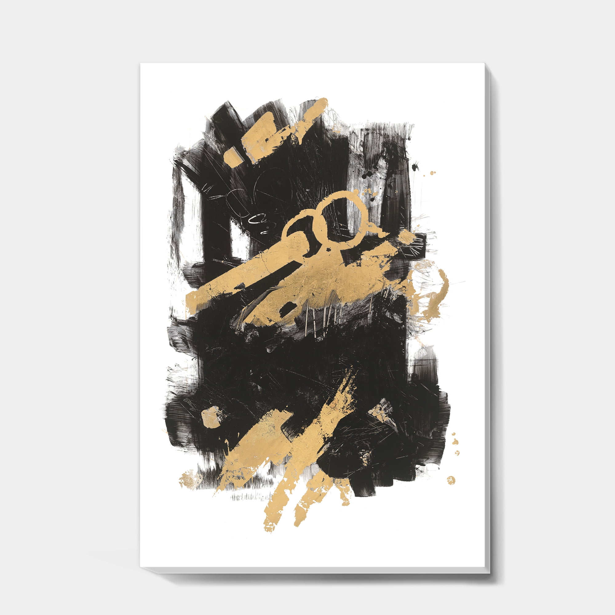 Designart 'Gold and Black drift I' Modern Glam Canvas Artwork