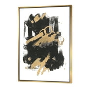 Designart ' Gold and Black drift I ' Modern Glam Framed Canvas