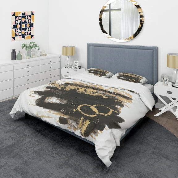 Designart 'Gold and Black drift II' Glam Duvet Cover Set