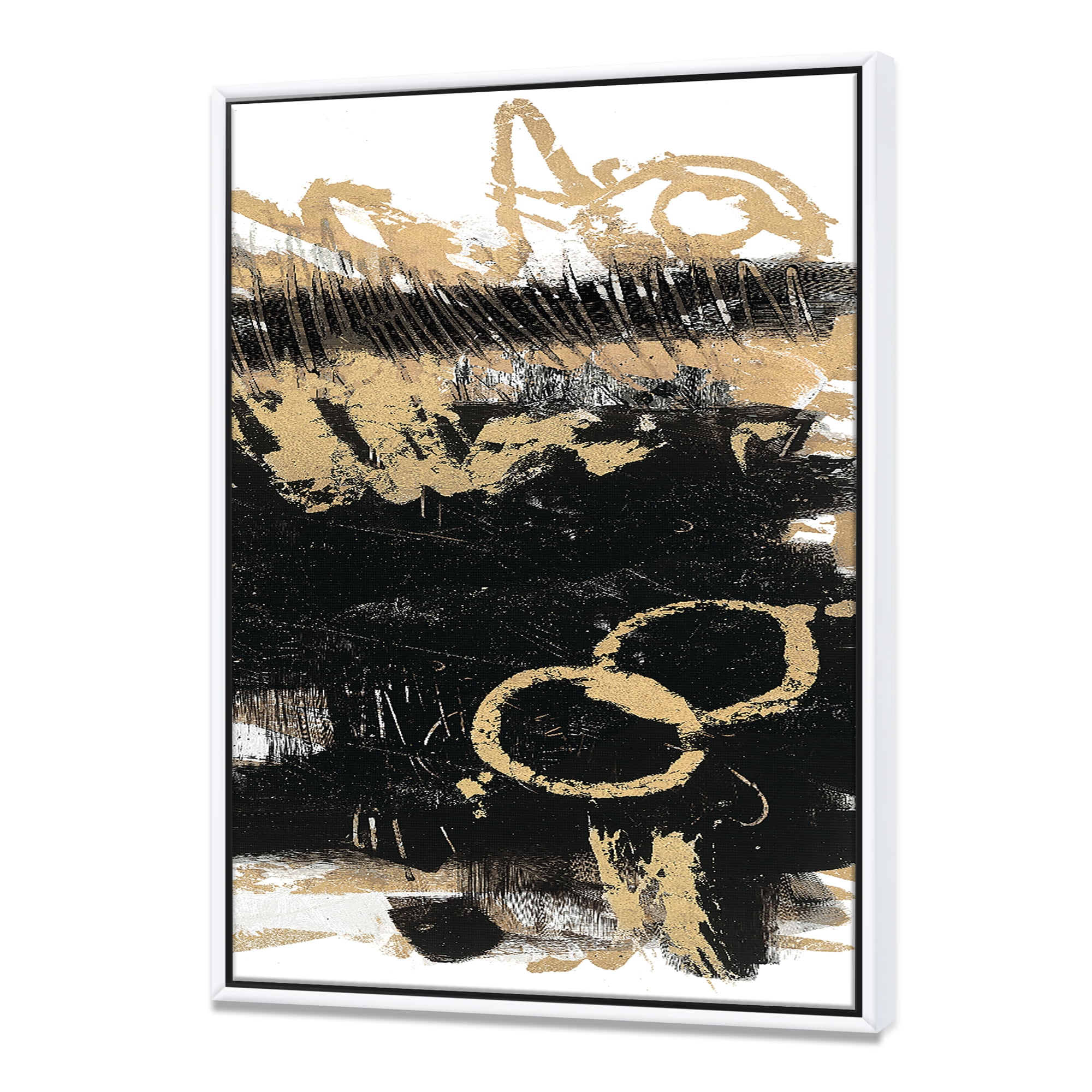 Designart ' Gold and Black drift III ' Modern Glam Framed Canvas