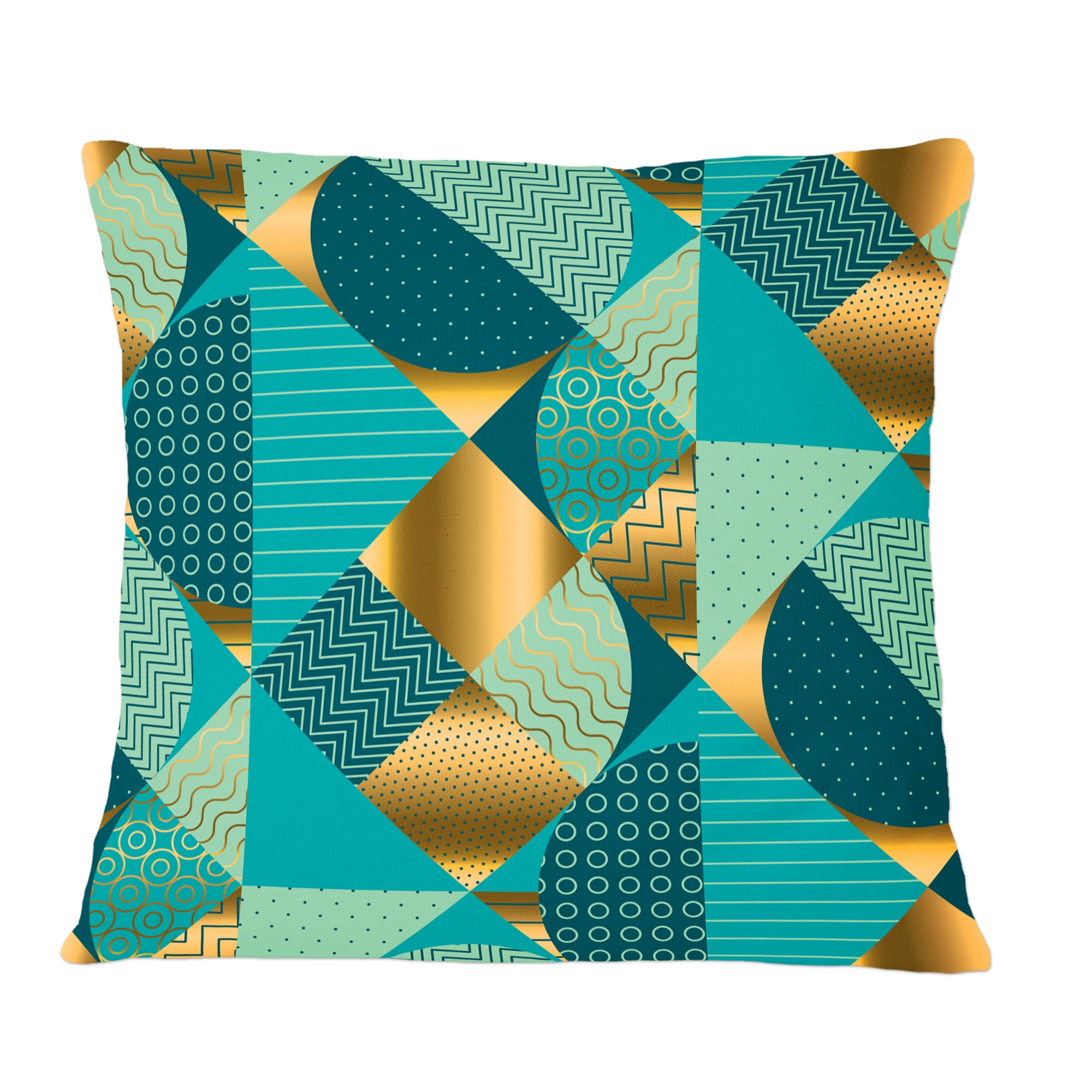 Designart Gold and Blue Dynamics II' Mid-Century Modern Throw Pillow - 12x20