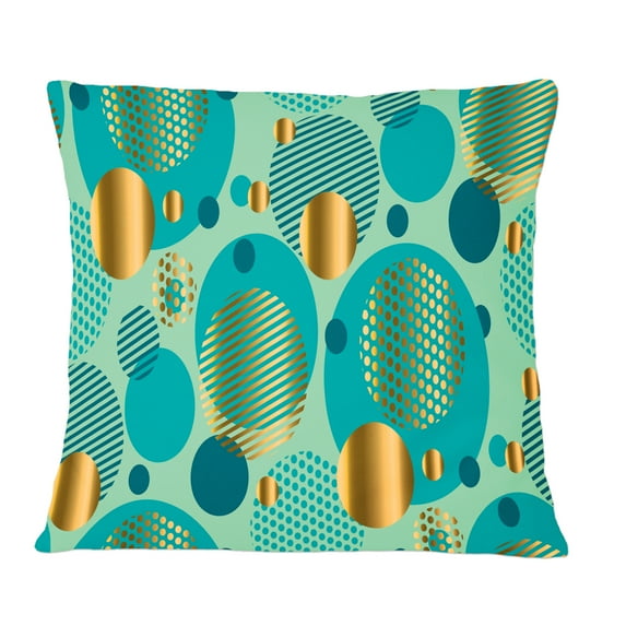 Designart Gold and Blue Dynamics III' Mid-Century Modern Throw Pillow - 12x20