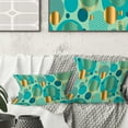 thumbnail image 1 of Designart Gold and Blue Dynamics III' Mid-Century Modern Throw Pillow - 18x18, 1 of 2