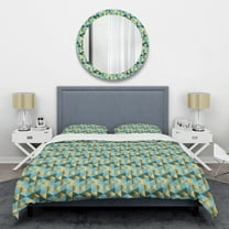 Designart 'Gold and Blue Dynamics V' Mid-Century Modern Duvet Cover Set