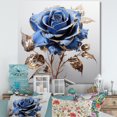 thumbnail image 1 of Designart "Gold and Blue Rose in Glass III" Floral Wall Art - Traditional Blue Rose Hallway Wall Art Decor, 1 of 6