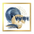 thumbnail image 1 of Designart 'Gold and Dark Blue Abstract Circle Ocean Texture' Modern Framed Art Print, 1 of 4