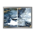 thumbnail image 1 of Designart 'Gold and Dark Blue Abstract Waves IV' Modern Framed Art Print, 1 of 4