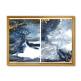 thumbnail image 1 of Designart 'Gold and Dark Blue Abstract Waves IV' Modern Framed Art Print, 1 of 4