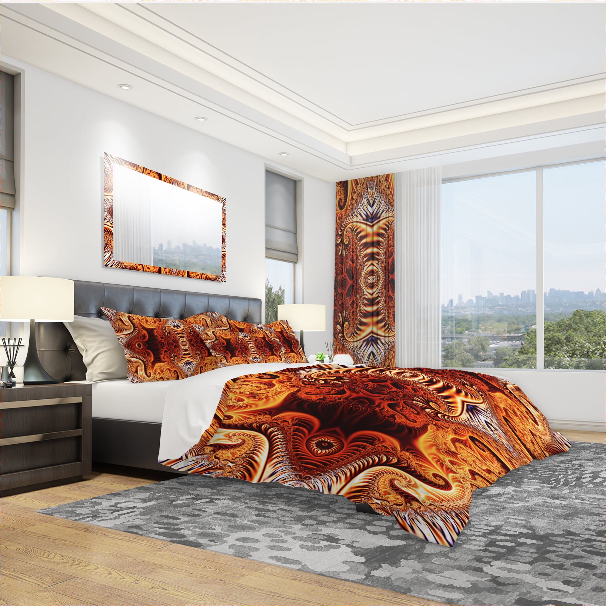 Designart 'Gold and Silver Reflection' Modern & Contemporary Duvet Cover Set