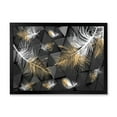 thumbnail image 1 of Designart 'Gold and White Feathers On Triangular' Modern Framed Art Print, 1 of 4