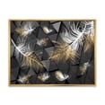 thumbnail image 1 of Designart 'Gold and White Feathers On Triangular' Modern Framed Canvas Wall Art Print, 1 of 5