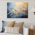 thumbnail image 1 of Designart "Gold and blue birds on floral tree In Blue and White"Bird Metal Wall Art Blue Modern Office Room Wall Art, 1 of 6