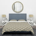 thumbnail image 1 of Designart 'Gold black and white triangle' Mid-Century Modern Duvet Cover Set, 1 of 4